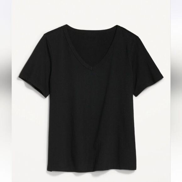 OLD NAVY EveryWear V Neck Slub-Knit T-Shirt Color BLACK JACK Nwt 2x Plus Size - Picture 3 of 12